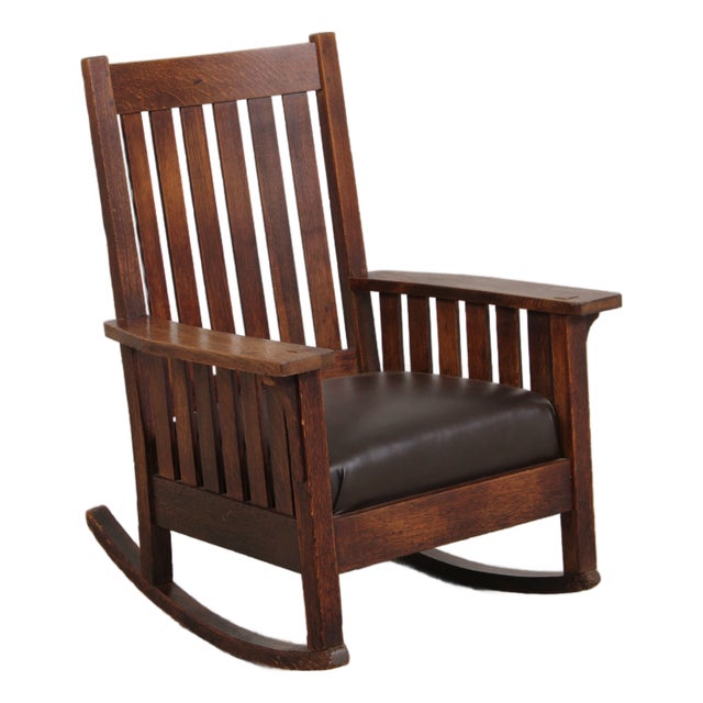 L&jg Stickley Antique Mission Oak Rocking Chair For Sale
