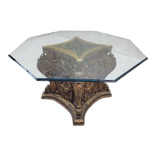 Antique Italian Architectural Carved Ornate Gilt Wood Base Dining/Center Table For Sale