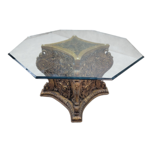 Antique Italian Architectural Carved Ornate Gilt Wood Base Dining/Center Table