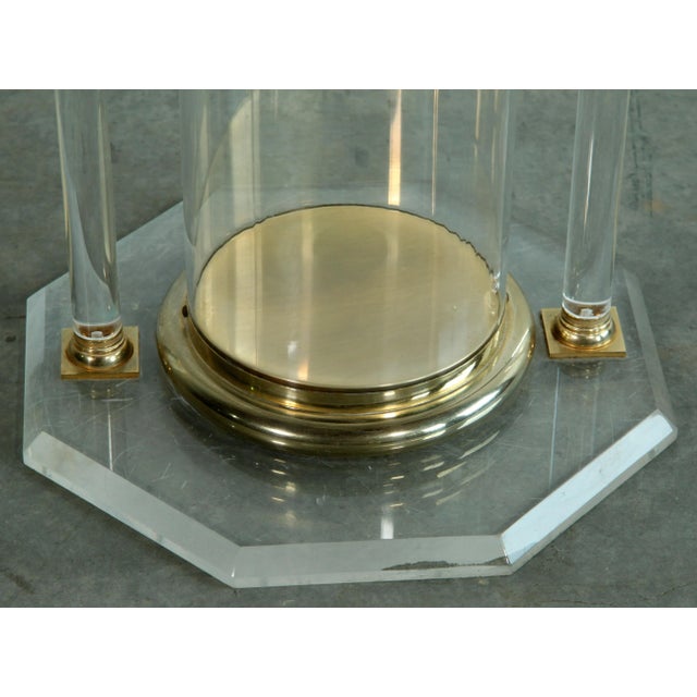 Metal Vintage Lucite & Gold Gilt Brass Display Pedestal For Sale - Image 7 of 10