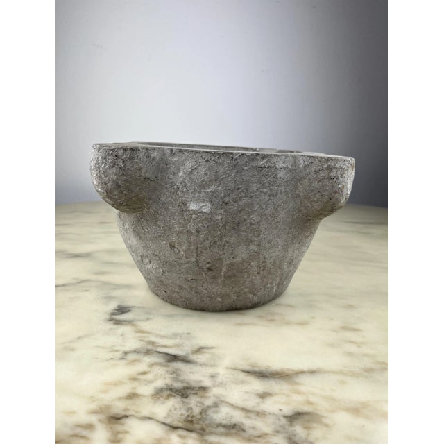 Genoese mortar in stone, 1940, used in an old factory for basil "pesto". Beautiful to use as a furniture object that...