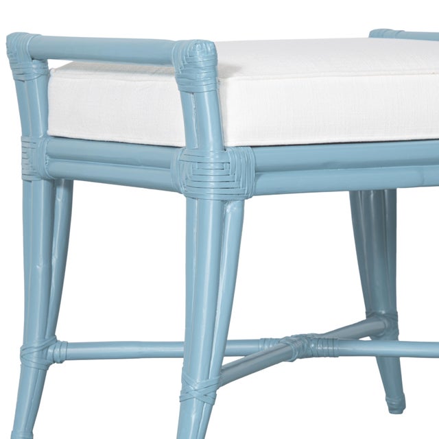 Small Malacca Bench - Pool Blue For Sale In West Palm - Image 6 of 8