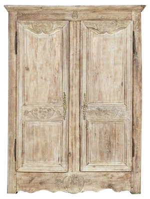 Large 19th Century French Provincial Bleached Oak Armoire, 1800s