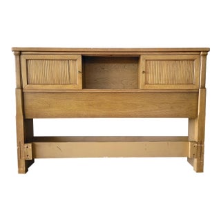1956 Drexel Campagna Pecan Bookcase Headboard For Sale