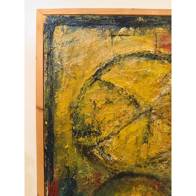 Abstract Expressionism 1998 Loic Riou Abstract Fruit Still Life Oil Painting on Canvas For Sale - Image 3 of 10