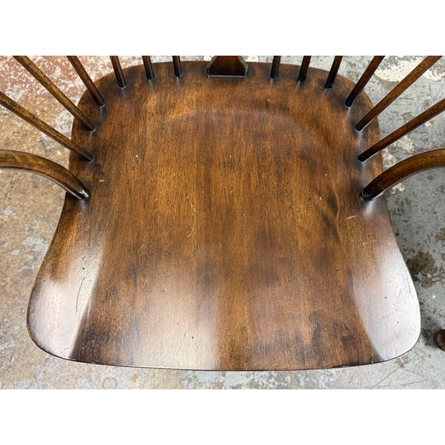 Brown English Windsor Style Vintage Arm Chairs, Pair For Sale - Image 8 of 12