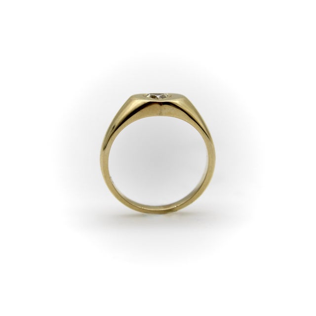 Gold 1990s 14k Gold Heart Signet Ring With Heart-Shaped Diamond, Size 6.5 For Sale - Image 8 of 11
