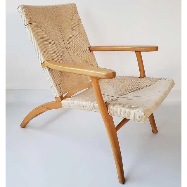 2020s Pair of Boho Mid Century Style Beech Chairs For Sale - Image 5 of 6