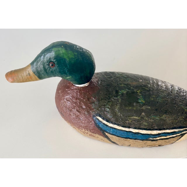 Folk Art Rustic Hand Painted Mallard Duck Decoy For Sale - Image 11 of 11
