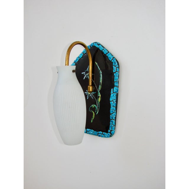 Wall Lamp in Ceramic, Brass, and Glass 1960s For Sale - Image 3 of 9