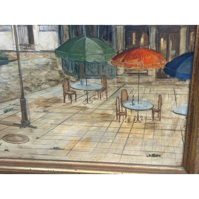 Vintage Paris Handmade Oil Painting For Sale In Los Angeles - Image 6 of 12