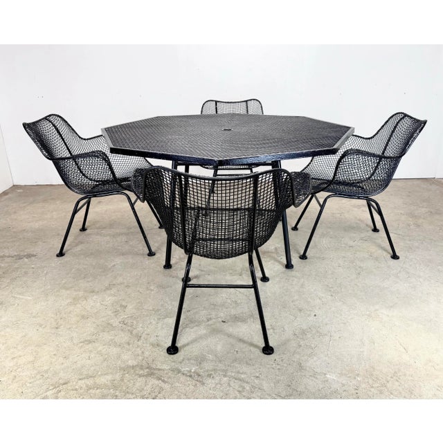 Mid Century Modern Woodard “Sculptura” (Unsigned) Octagonal Patio Dining Table Restored For Sale - Image 10 of 12