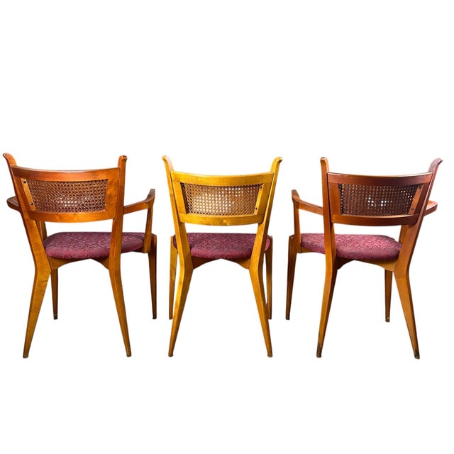 1960s Edmond Spence Swedish Modern Sculpted Maple and Cane Dining Chair’s - Set of 6 For Sale - Image 5 of 12