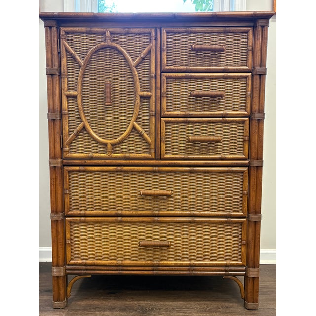 This rare versatile gentleman's chest features two large bottom drawers, three smaller stacked drawers on the right, and...