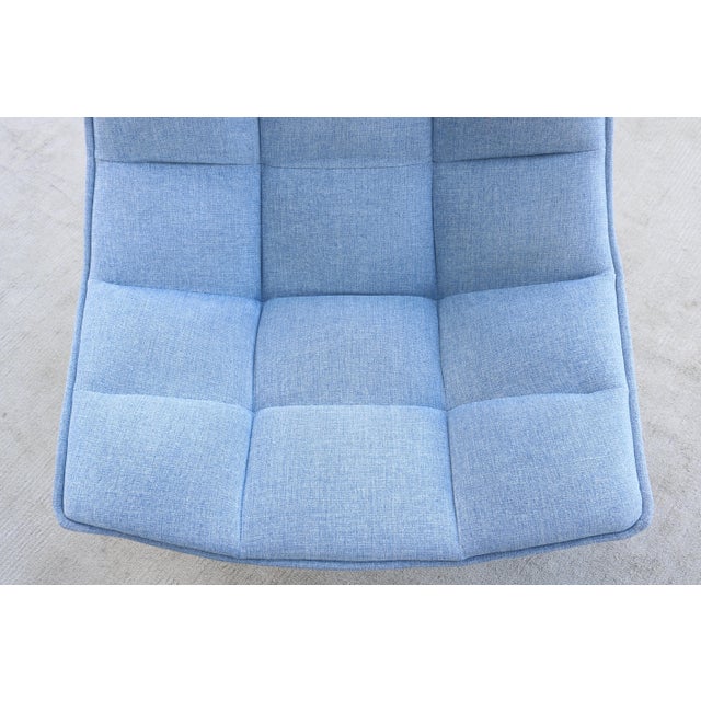 Modern Contemporary Knoll Jehs+Laub Swivel Lounge Chair in Blue and White Fabric For Sale - Image 13 of 18