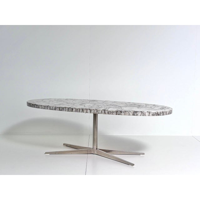 Mid-Century Dining Table with Oval Marble Mosaic Top For Sale - Image 6 of 14