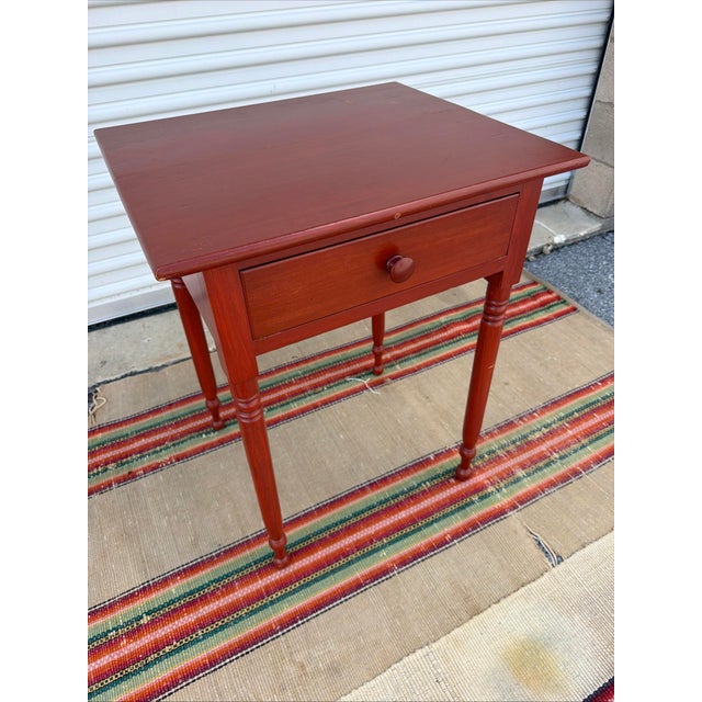 A Pennsylvania Turned Leg Red Wash Painted 1 Drawer Side Table, Circa 1840’s For Sale - Image 17 of 17