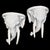 Offered is a pair of Mid Century white glazed elephants head wall brackets. On their back side they have a stretch of wire...
