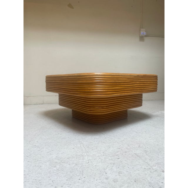Paul Frankl Vintage Rattan Stepped Coffee Table in the Style of Paul Frankl For Sale - Image 4 of 9