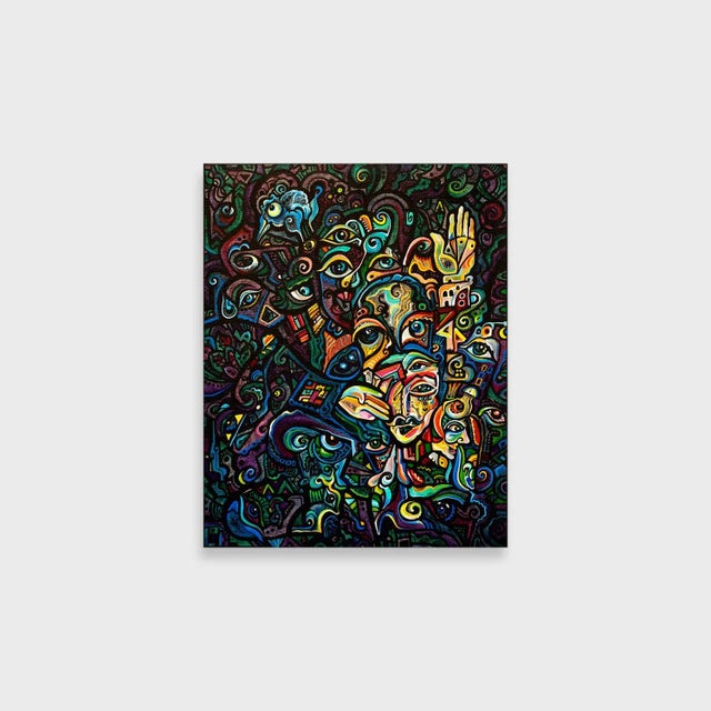 One-of-a-kind biomorphic cubist painting by local San Diego artist, Alexander Arshansky. Its dimensions are 16 x 20 x 2...