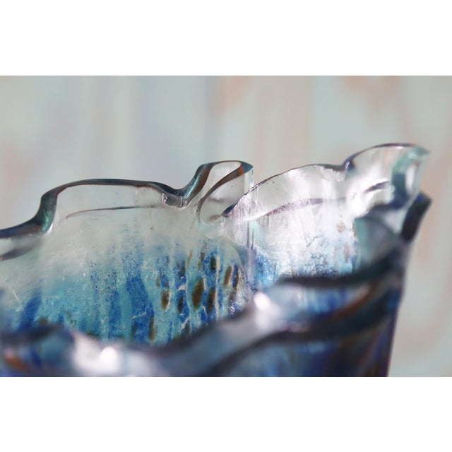 Transparent Anactacia Glass Double Ribbon Art Vase Handmade in Greece 10" For Sale - Image 8 of 9