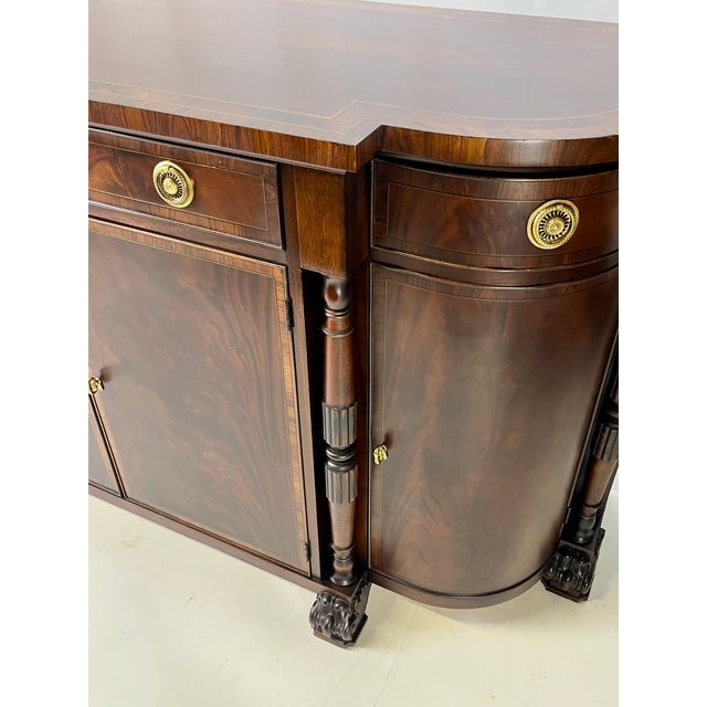 Late 20th Century Hickory Chair Federal Style Flame Mahogany & Inlaid Sideboard With Carved Paw Feet For Sale - Image 16 of 18