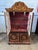 Vintage Chinoiserie Style Gilt Red Lacquered Decorated Two-Part Display Curio Cabinet For Sale - Image 12 of 12