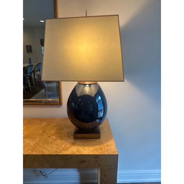 Traditional Thomas O’Brien for Visual Comfort Large Ciro Ceramic & Brass Table Lamp For Sale - Image 3 of 5