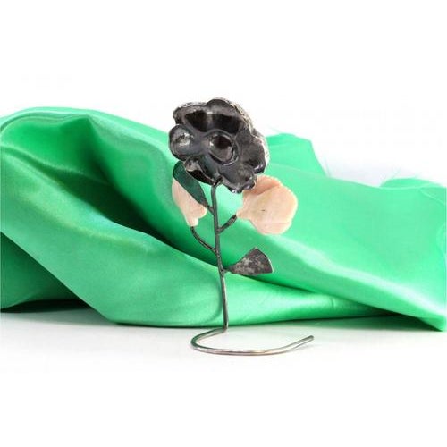 Silver Flower with Reliefs and Ceramic Applications For Sale - Image 5 of 7