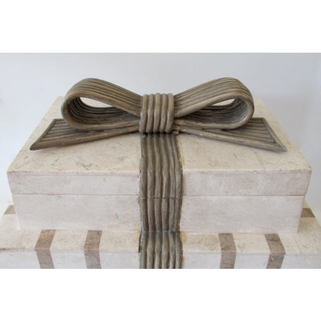 Vintage C.1980's "Monet's" Renoir Tessellated Stone & Wicker, "Behemoth," 4-Tiered Jewelry Box For Sale - Image 9 of 12