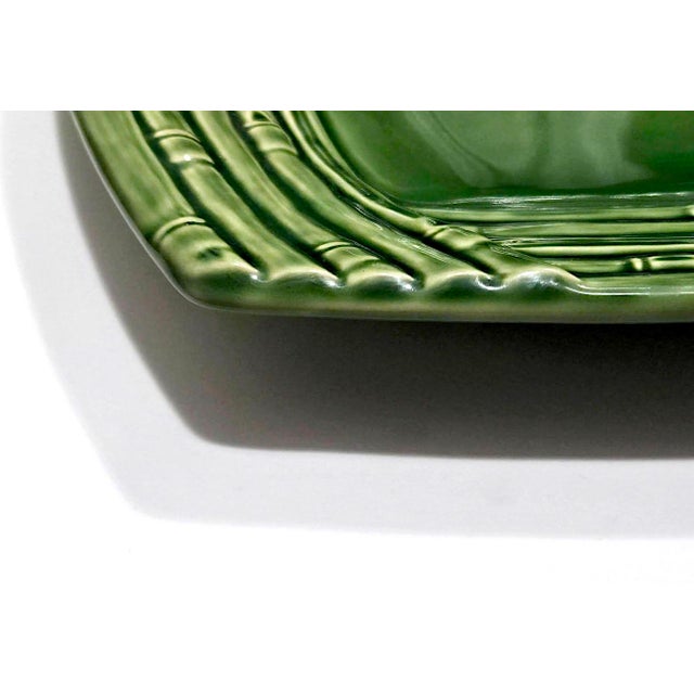 Vintage Bamboo by Bordallo Pinheiro Ceramic Oval Serving Platter For Sale - Image 11 of 16