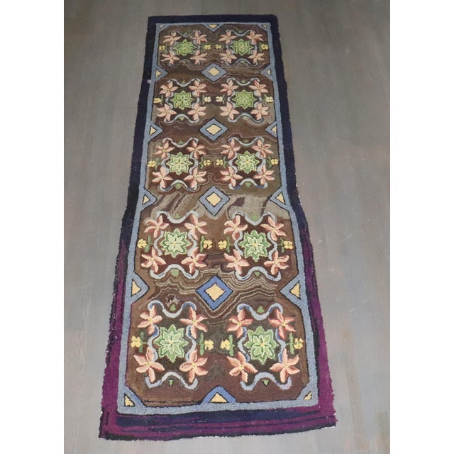 American Vintage Zabihi Collection Floral American Hooked Runner - 3'3" x 10'7" For Sale - Image 3 of 7