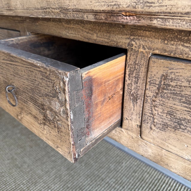 Mid-Century Modern Vintage Painted Elm Wood Console Table With Drawers For Sale - Image 3 of 13