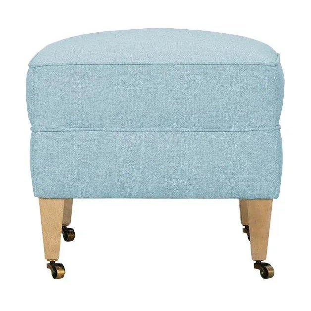 Contemporary Alcott Ottoman, Sky Linen For Sale - Image 3 of 8