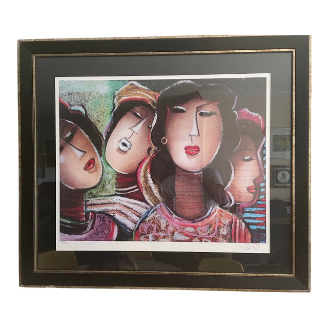 1990s Lithograph Print by Malaysian/American Artist Lee Long Looi, Titled "A Moment of Peace".limited Edition, Numbered 350/400, Framed For Sale