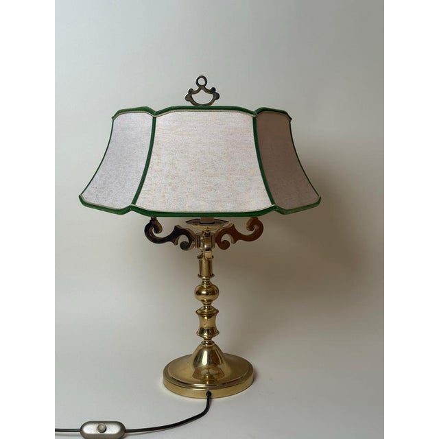 Green Hollywood Regency Brass Table Lamp, Germany, 1970 For Sale - Image 8 of 16
