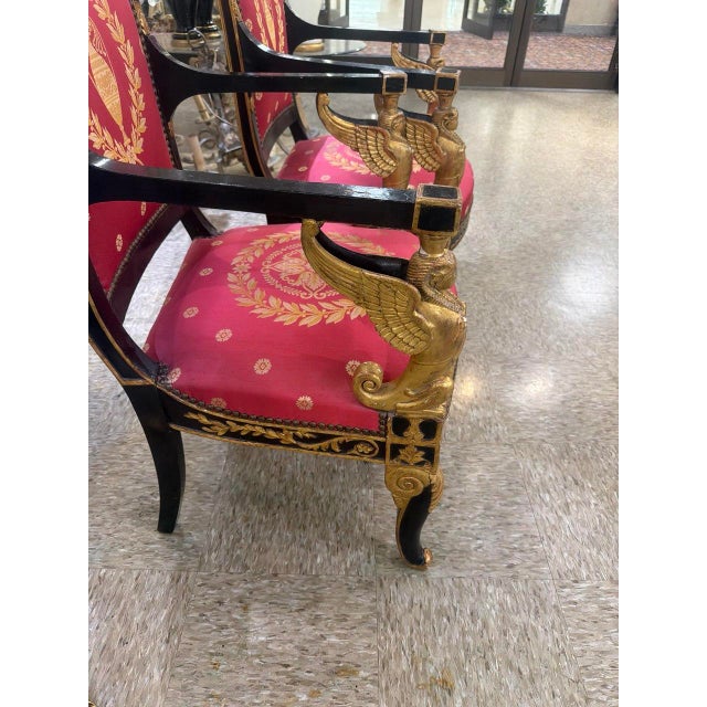 Pair of 19th Century Empire Chairs With Sphinxes For Sale - Image 11 of 15