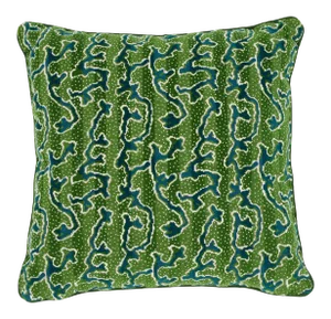 Schumacher X Timothy Corrigan Corail Velvet 20" Pillow in Emerald Green