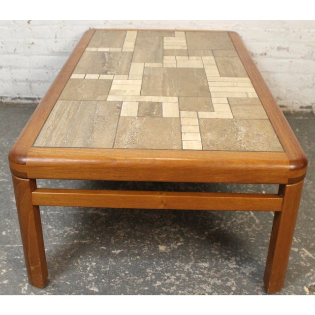Mid 20th Century Handmade Danish Ceramic Tile and Teak Coffee Table by Haslev For Sale In New York - Image 6 of 10