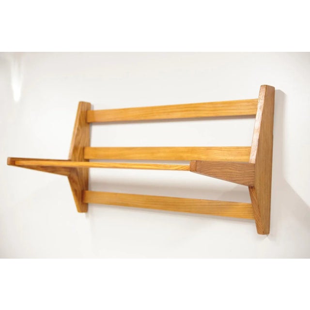 Wood Mid-Century Ash Wood Shelf, Former Czechoslovakia, 1970s For Sale - Image 7 of 7