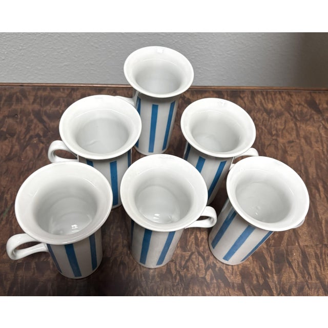Lagardo Tackett Vintage 1960s LaGardo Tackett Schmid Porcelain Tall Mugs With Snack Saucers--Set of 6 For Sale - Image 4 of 7