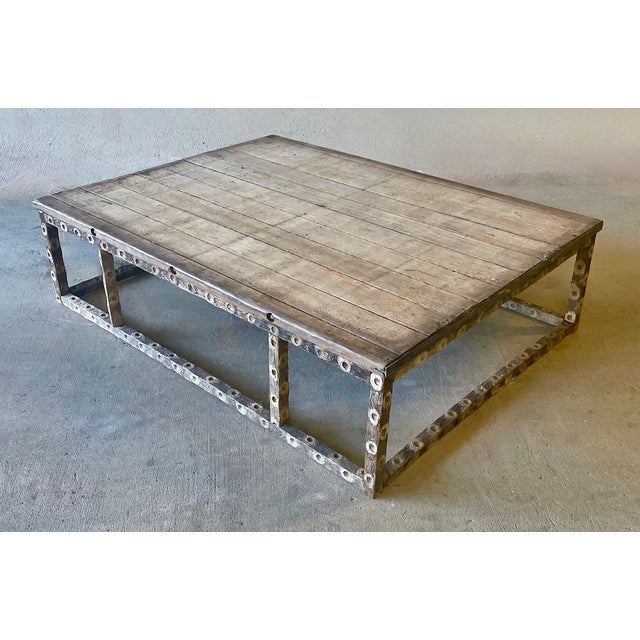 Late 20th Century Vintage Rustic Oyster Stick & Wood Plank Coffee Table For Sale - Image 5 of 12