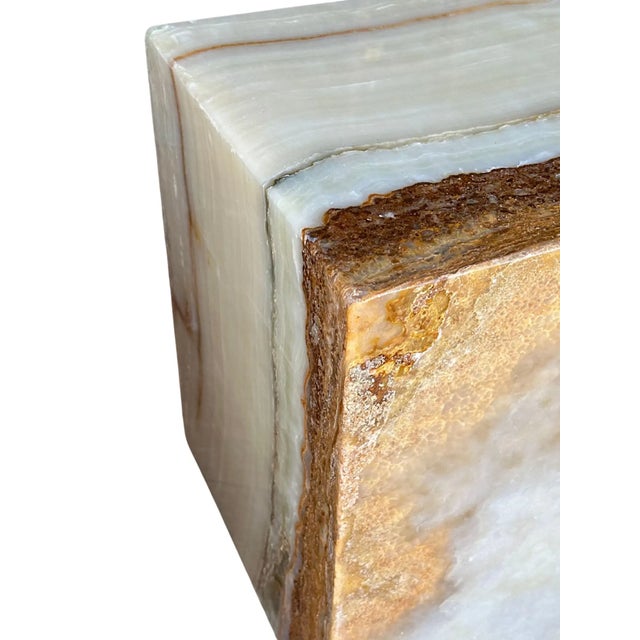 Jupiter Onyx Marble Side Table With Stunning Textures, Modern Organic For Sale - Image 4 of 11