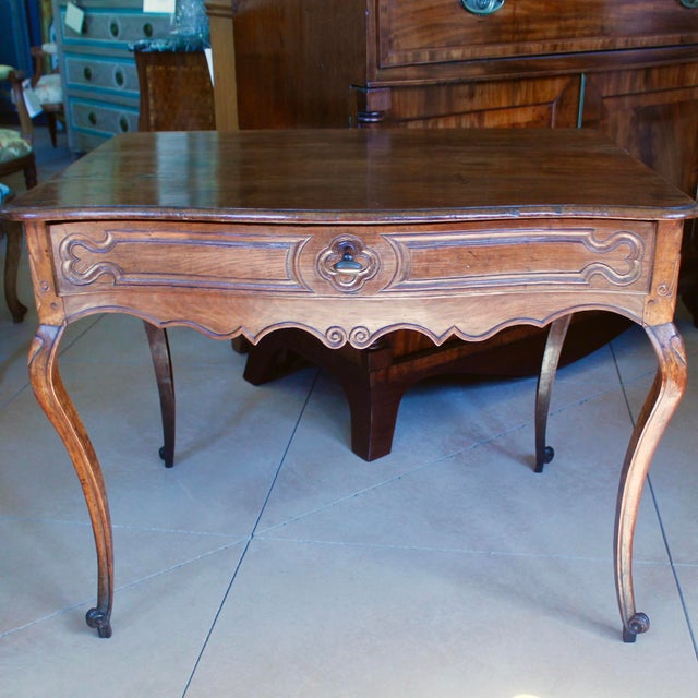 Wood French Provincial Louis XV Period Carved Walnut Writing Table or Side Table For Sale - Image 7 of 13