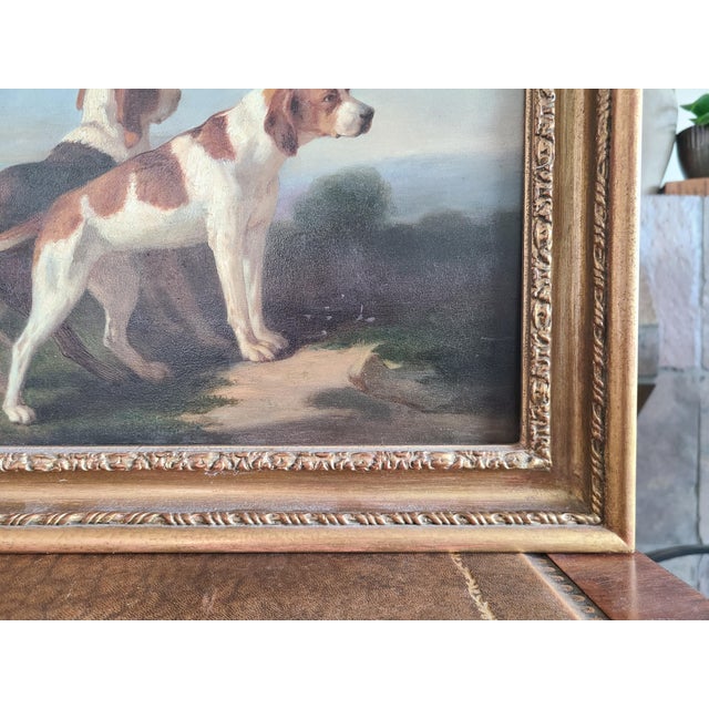 Antique 19th Century Oil Painting Portrait of Two English Pointer Dogs For Sale - Image 12 of 17