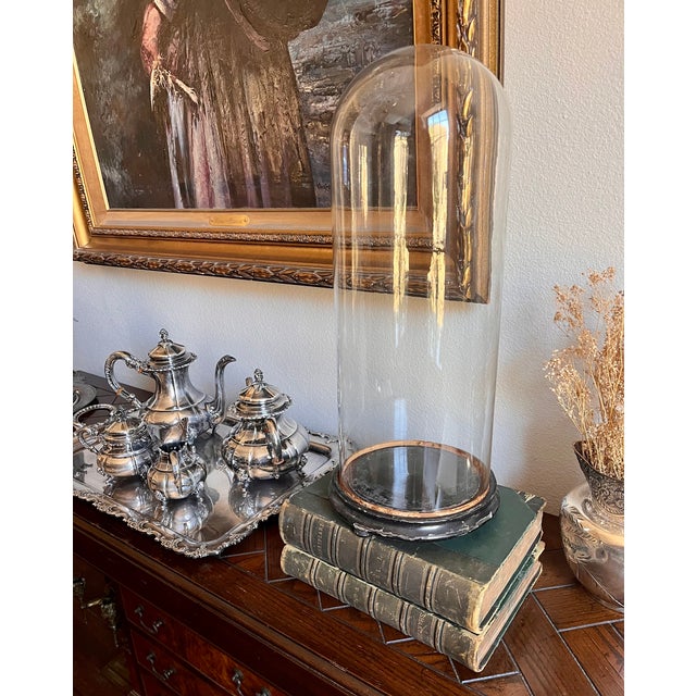 Early 1900s French Hand Blown Class Cloche on Footed Base For Sale In Dallas - Image 6 of 11