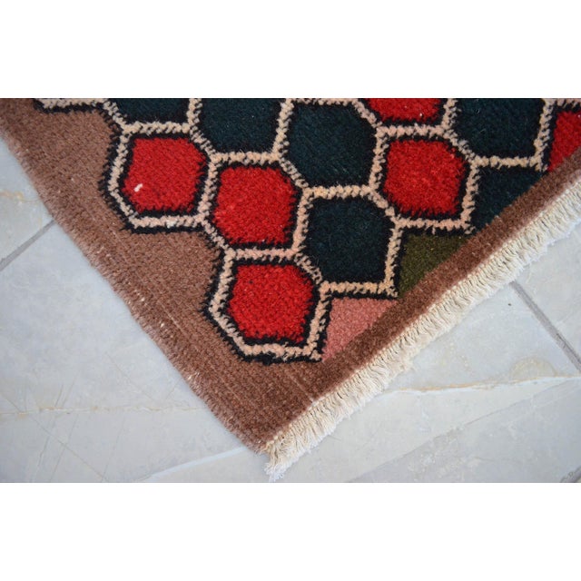 1970s Hand Knotted Small Rug, Entryway Rug, Bath Mat, Kitchen Decor, Turkish Rug, Doormat 1'4" X 2'8" For Sale - Image 11 of 16