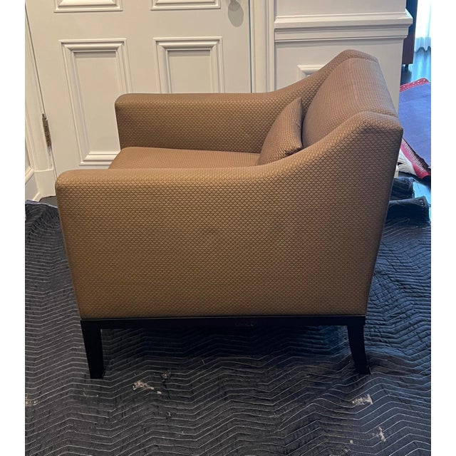 Wood Transitional Custom Armchairs in Jim Thompson Silk Upholstery For Sale - Image 7 of 8