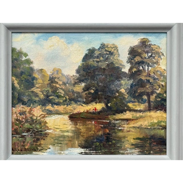 Figures in a Forest by a River Bank in Northern Ireland by 20th Century Artist 1980 Circa For Sale - Image 6 of 18