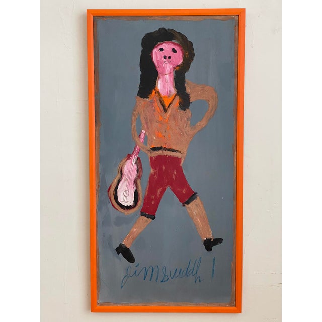 1990s Jimmy Lee Sudduth Painting “Farmers Kid” Self Taught Art Vintage, Framed For Sale - Image 9 of 12